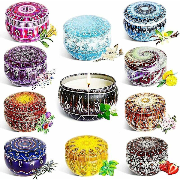 Duftlys, 12 Stjernetegnserien 12 Pakke Duftlys Gaveeske, 100% Soyavokslys, For Aromaterapi Bad Yoga, Bryllup, Valentinsdag, Jul