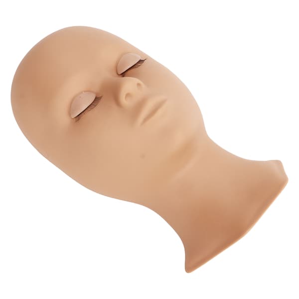Vipper Mannequin Hode Myk Silikon Erstattede Øyelokk Mannequin Hode for Vippeextensions Praksis Lys Brun