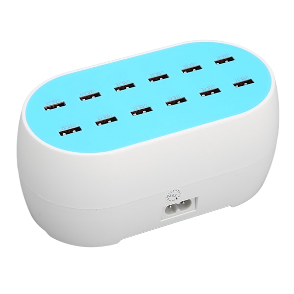 120W 12-porters USB-ladestasjon bærbar varmebestandig USB-hub-lader 100-240V EU-plugg