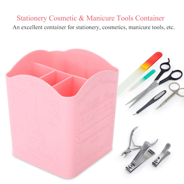 Opbevaringsboks Brevpapir Kosmetik- og manicureværktøj Container med Eiffeltårnsmønster Pink