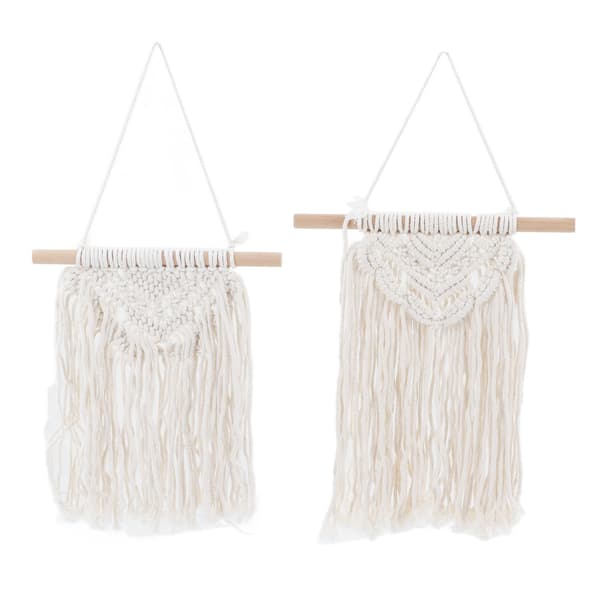 2 st makramé väggbonad spets tofs boho stil polyester ek dekorativ makramé väggdekoration för fest bröllop