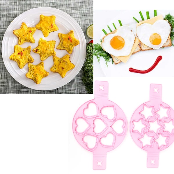 2 stk. silikone æggering pandekagemaskine non-stick ægkogerpande flipform DIY køkken tilbehør