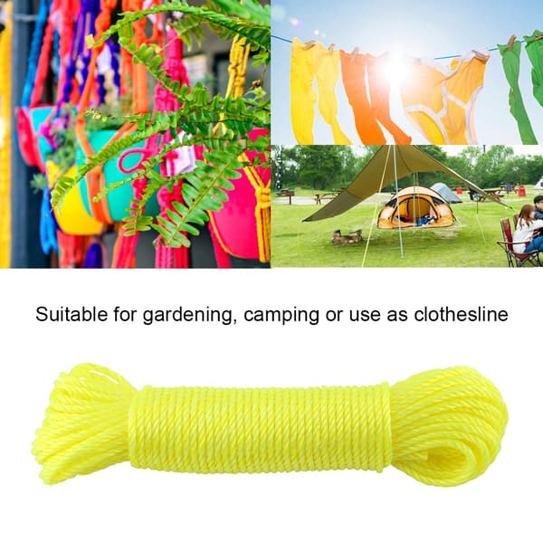 20m Nylon Reb Snor Tørresnor Have Camping Udendørs (Gul)