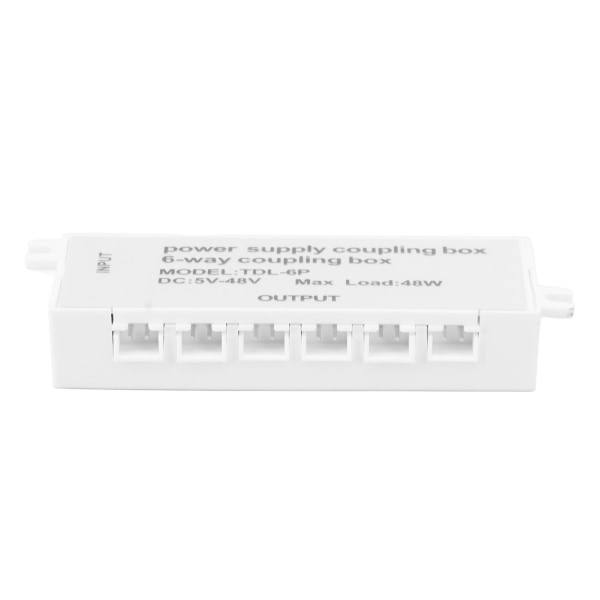 6-vejs koblingsboks XH2.5-port 48W 5-48V Plug and Play strømforsyningsfordelingsboks til LED-lys