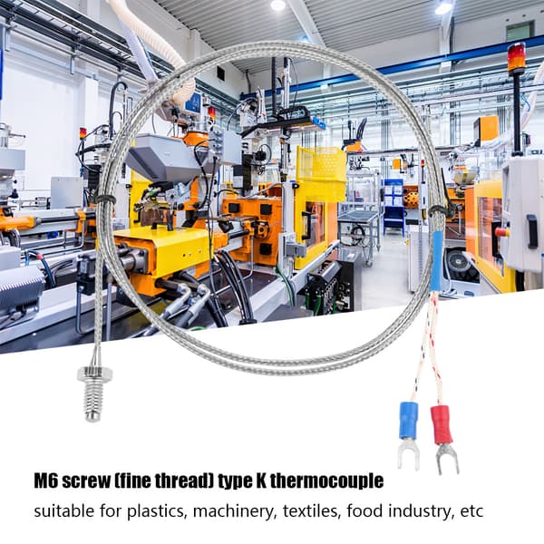 M6 Skruv Fin Gänga Typ K Termoelement Temperatursensor Kabel 0-400℃ (3 m)