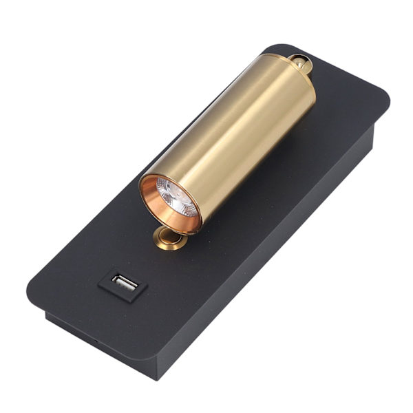 LED-vegglysnøkkelbryter Minimalistisk USB-lading Svart Gull Nøytral belysning Vegglamper for nattbord 85 til 265V