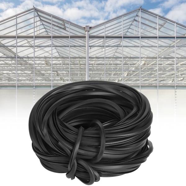 Svart drivhusgummi tetningslist kabel drivhustilbehør forsegling av glass 18m