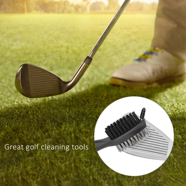 Multifunksjonell rensebørste for golfkøller med nylonstål Rengjøringsverktøy for doble børster Blå