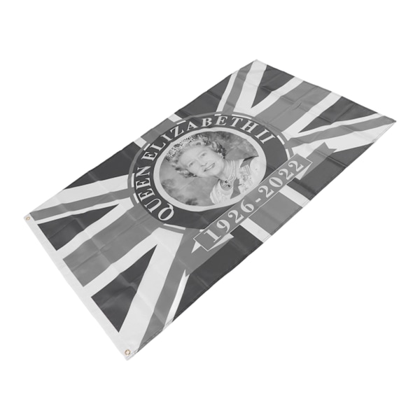 Elizabeth minnesmerke flagg UV-bestandig svart-hvitt polyester dronning minnesmerke flagg for balkong hage QZ2006