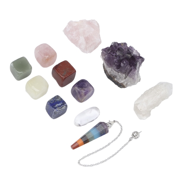 Healing Crystals Kit Pendulum Pendel Ametyst Rose Quartz Chakra Sten Sæt med Opbevaringsboks