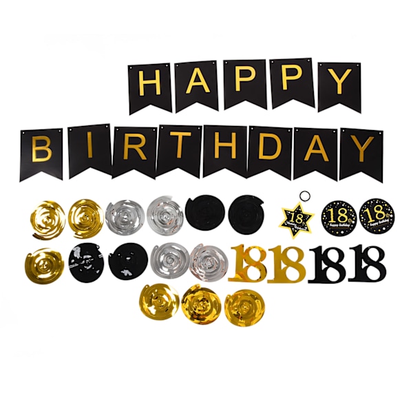 18th Birthday Party Decoration Set Letter Happy Birthday Banner with Number 18 Signs Hanging Spiral Strips