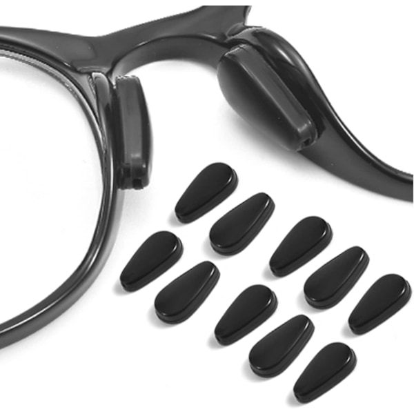 Halkskyddande Näsdynor för Glasögon - 5 Par, Svart, Limmade, 3,2 mm Tjocklek