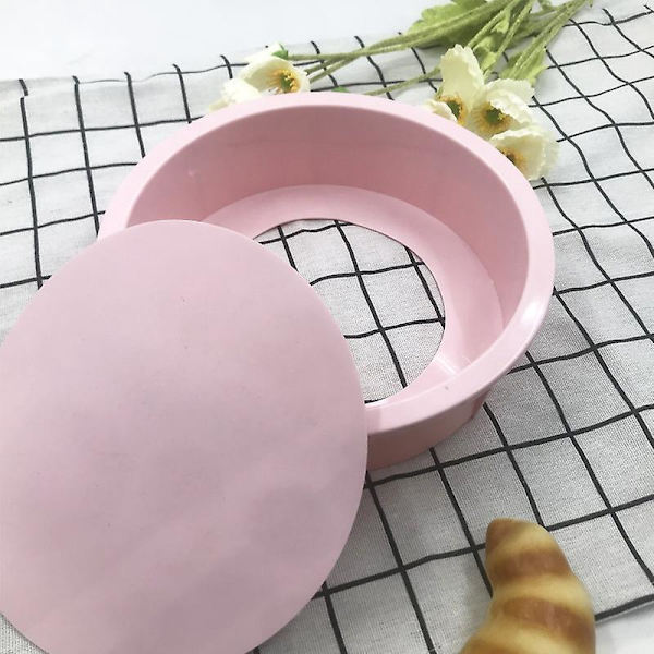 8-tommer lyserød silikone nonstick kageform med levende bund til cheesecake, toast, chiffon og mousse