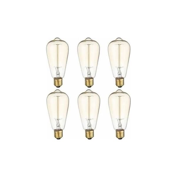 6x E26 60W Edison-lyspære 220V ST64 Retro 64mm x 140mm