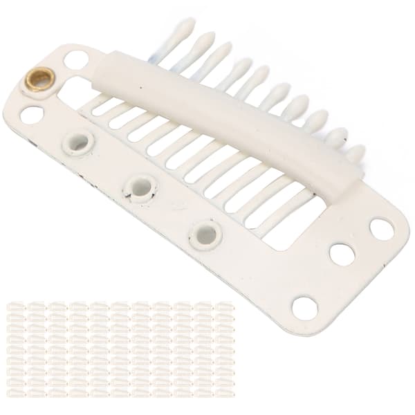 100 stk 10 Tenner Parykk Klipp Rustfritt Stål DIY Hårstykke Snap Klipp for Hårforlengelse Beige
