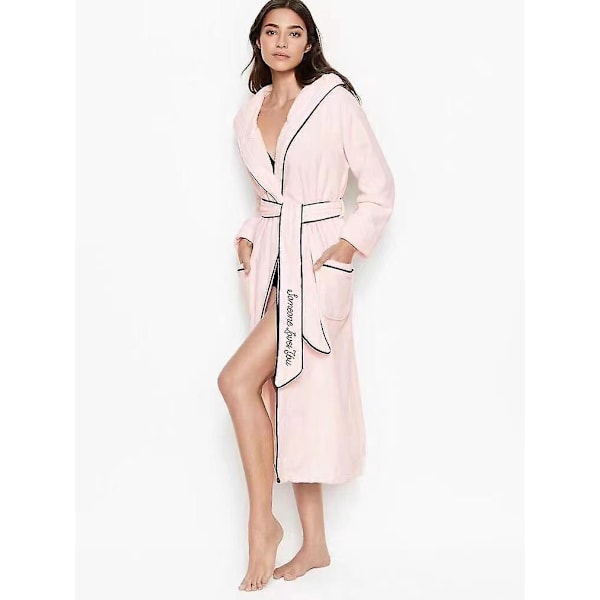 Kort Badrock Dam Herr Unisex Huvförsedd Morgonrock Microfiber Mjuk Fluffig Fleece S/M