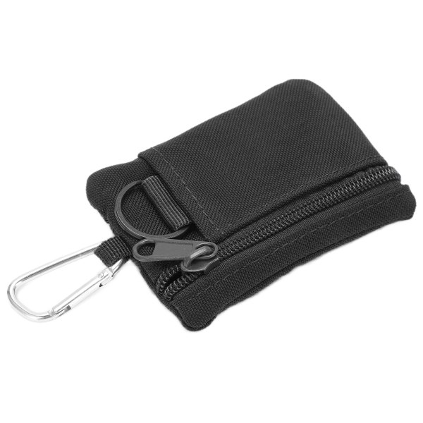 Mini bærbar EDC Molle-lommebok med karabinkrok Black