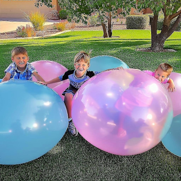 1 stk. Gigantiske bobleballer utendørs leker gjenbrukbare vannballonger for småbarn oppblåsbar strandball for barn hagespill sommer vannleker ZD.16 60cm blå