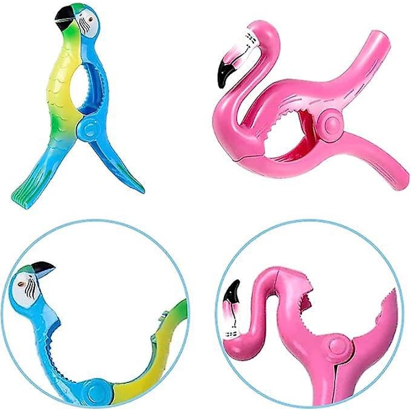 4 Stycken Roliga Kraftiga Handduksklämmor Klädnypor Klädklämmor Strandhandduksklämmor Kraftig Plastklämma Poolhandduksklämmor för Solstolar Poolstolar