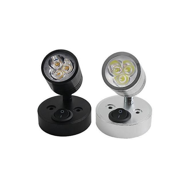 LED Väggmonterad Läslampa, 12V 3W Spotlight för Husbil, Båt, Husvagn, Lastbil - Sängbord Inre Belysningsarmatur med Strömbrytare (2-pack)