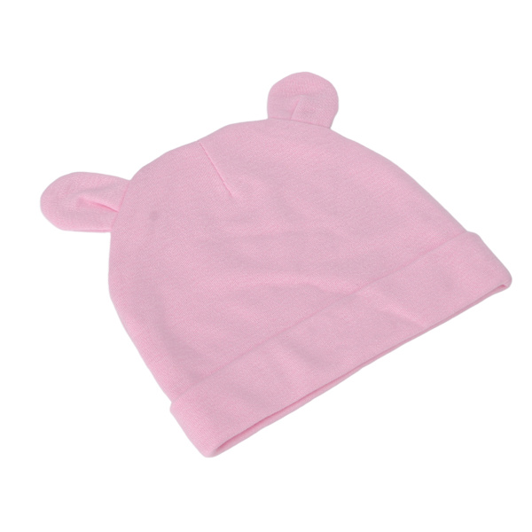 Nyfödd mössa Bomull Hög elasticitet Mjuk hudvänlig Lätt Andas Varm Rosa Söt Björnöra Cap Baby