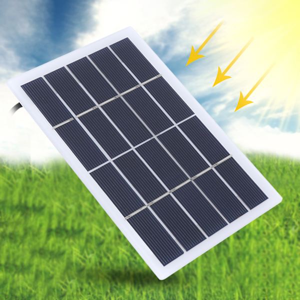 2W 5V Polysilicon Solpanel med DC-gränssnitt för laddning av 3,7V batteri för utomhuslampor