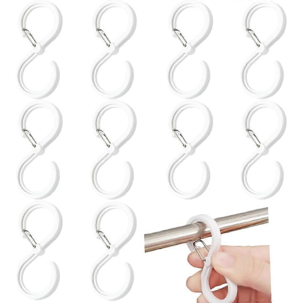 10 st Plast S-krok, Anti-Drop S-krok, Multifunktionell Hängkrok med Säkerhetsspänne, för Sovrum Kök Badrum Kontor, 3*6.5cm, Vit