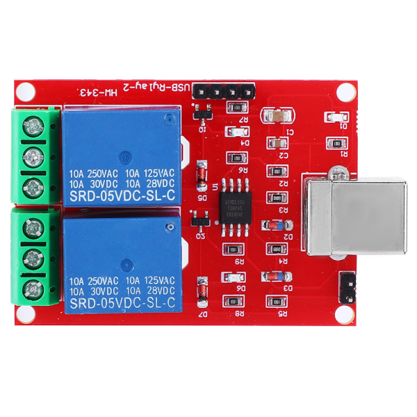 5V USB-kontrollbryter 2-kanals relémodul Datamaskin PC intelligent kontrollbryter USB-kontrollbryter-rød-1 stk.