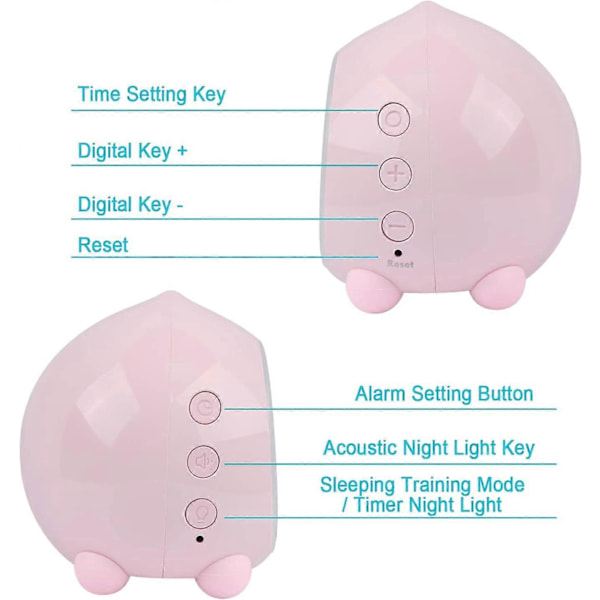 Barnevekkerklokke Lysende Digital LED Lampe Vekkerklokke Nattlys Jente Gutter Dag Natt Barn Justerbart Volum Snooze USB Lading Vekkerklokke (