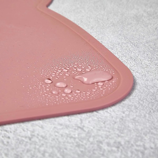 Børne Dækkeserviet, Bærbar, Fødevaregodkendt Silikone Dækkeserviet, Dusty Pink