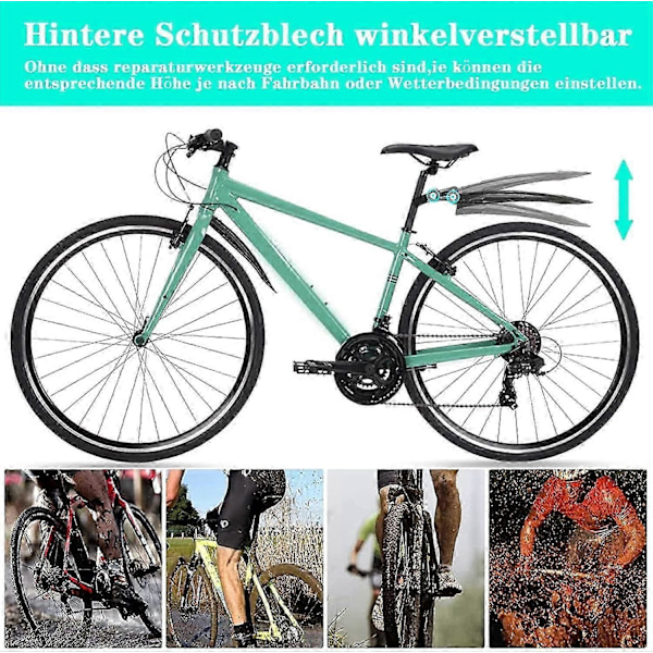 Universal For- & Bagskærm, Fuld Dækning Tykkere Bredere Justerbar Cykelskærm, passer til 20/22/24/26 tommer MTB Racercykel, Sort_SZXM