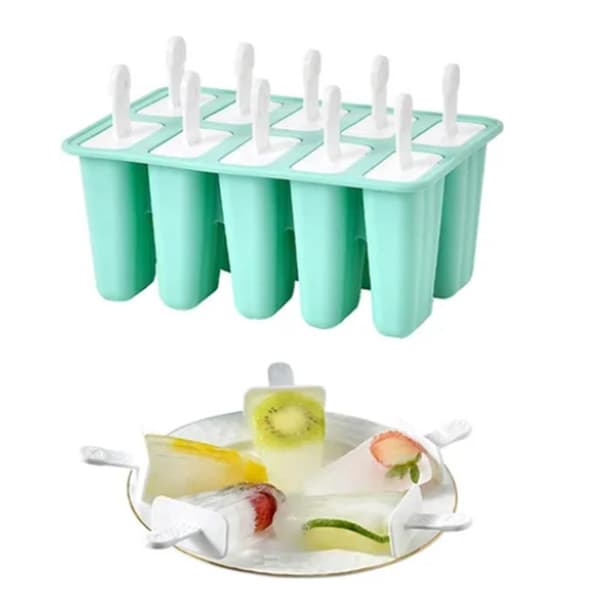 Isform 10 Gitre Fødevaregodkendt Silikone Non-Stick Grøn Is-Lolly Maker til Hjemme-DIY