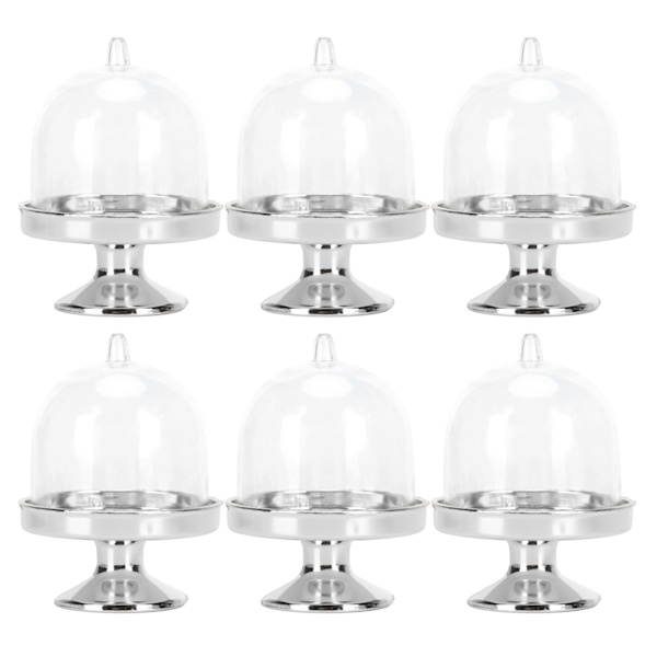 12 Set Mini Candy Box Cake Stand Cupcake Candy Display Tallrik med lock Party Supplies Botten Silver