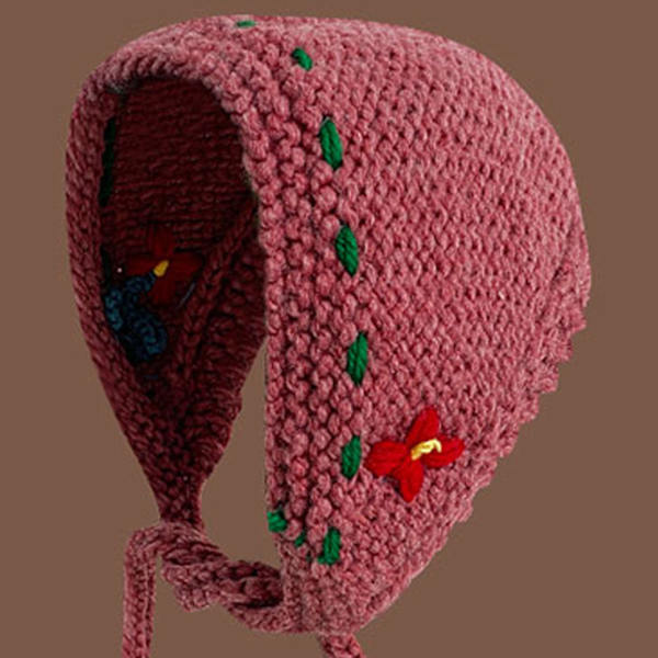 Stickad öronhattvärmare Retro Handgjord Höst Vinter Ins Stil Söt Kvinna Accessoarer Hud Rosa M(56-58cm)