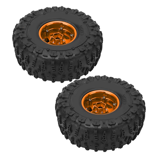 2 stk. 1,9 tommer hjulfælge og dæk sæt metalhjul fælge gummidæk sæt til Axial SCX10 1/10 RC Crawler CarGolden Black