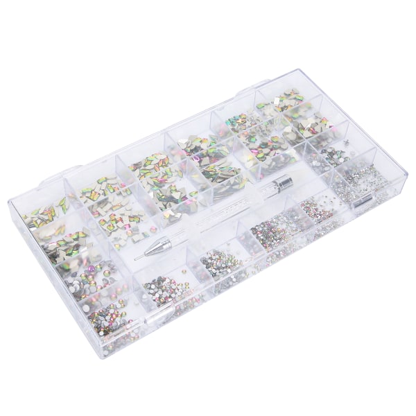 Nail Art Strass Färgglada Utsökt Nail DIY Glas Strass Dekoration med låda