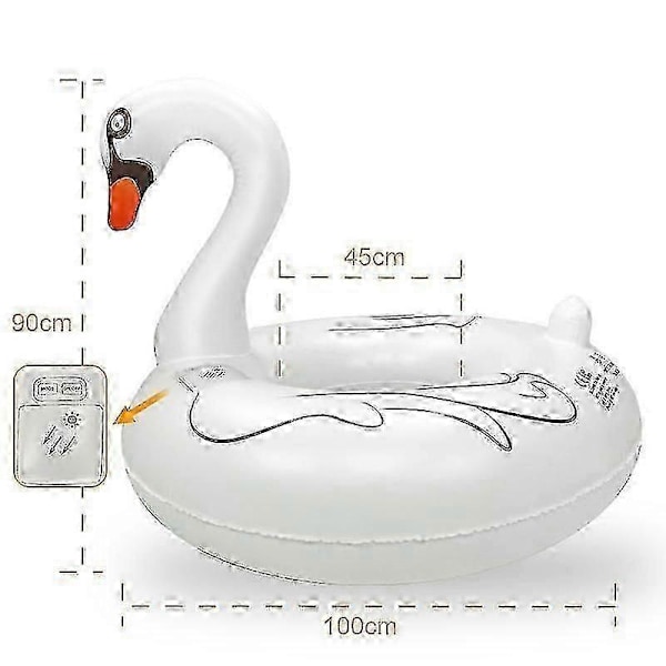 Oppustelige Flamingo Pool Floats med Lys, Soldrevne Flamingo Bade Ringe Svane