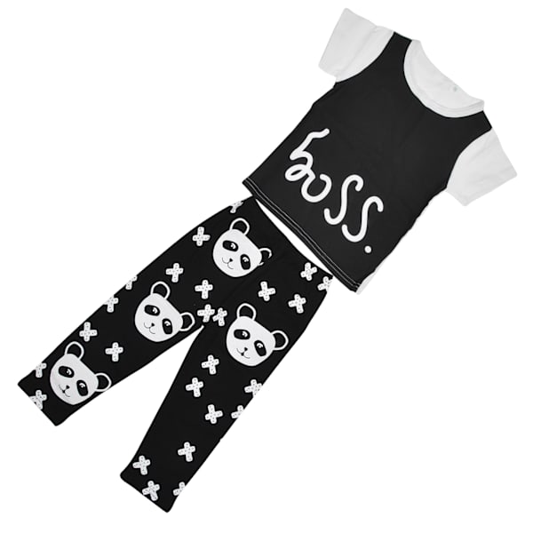 Fashion Baby Bomullskläder Outfits Småbarn Andningsbar Bomullsshorts Panda Mönster ByxorSvart 90cm
