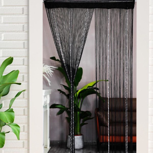 String Porte 100x200cm Sort Gardin vindu dekorasjoner romdeler Soverom dekorasjoner Enkelt gardin for vindu
