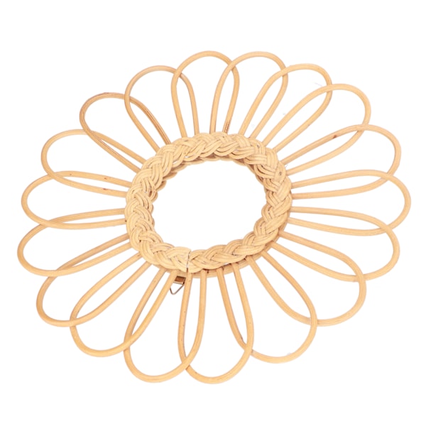 Rattan spegel retro rund hängande smink spegel väggdekoration spegel för badrum sovrum hotell