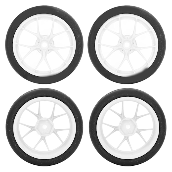 4 st 1/10 On Road Hjul Däck Gummi Universal för TAMIYA TT01 XV01 RC Bil Typ A Vit