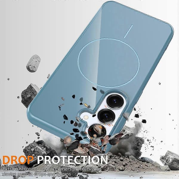 Magnetic Phone Case with MagSafe Compatibility, TPU Cover for Galaxy S25 FE, Includes Lanyard Blue