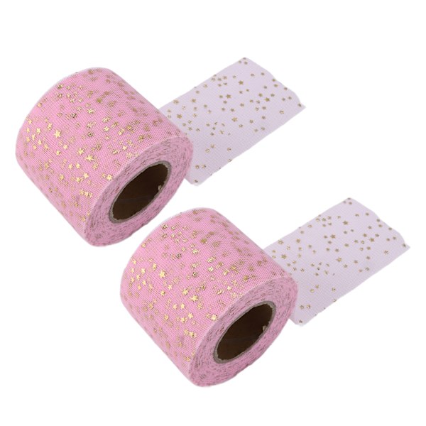2 ruller glitter tyl med skinnende udseende, nem at bruge, tilstrækkelig mængde, fire farver, netstof tyl til DIY-dekoration, pink