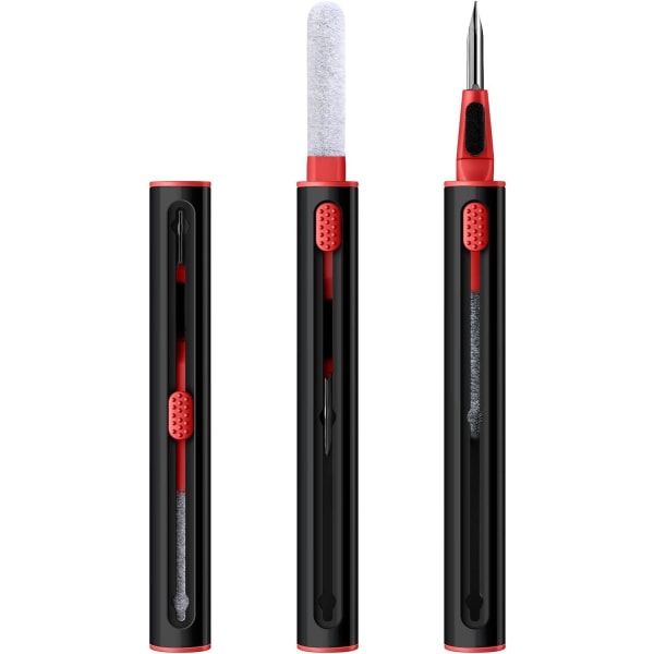 Sort rød-rengørende pennesæt, multifunktionel rensepennerens til Bluetooth-øretelefoner/opladeretui/kamera/telefonporttelefon