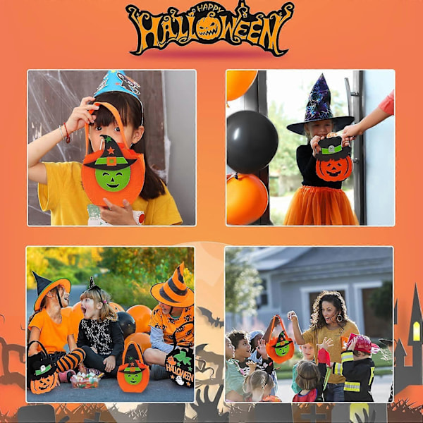 4 stk. Halloween slikpose, Børns Halloween Græskar Slikkurv, Halloween Græskar Spøgelse Heks, Børnegaver
