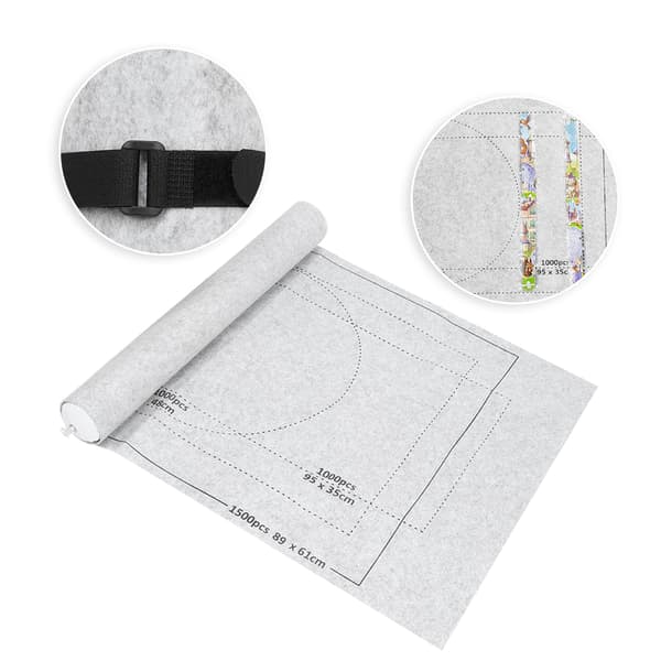 Filt puslespillmatte Jigsaw Puzzles Roll Up Storage Pad Puslespillteppe for barn Grå 26x46in