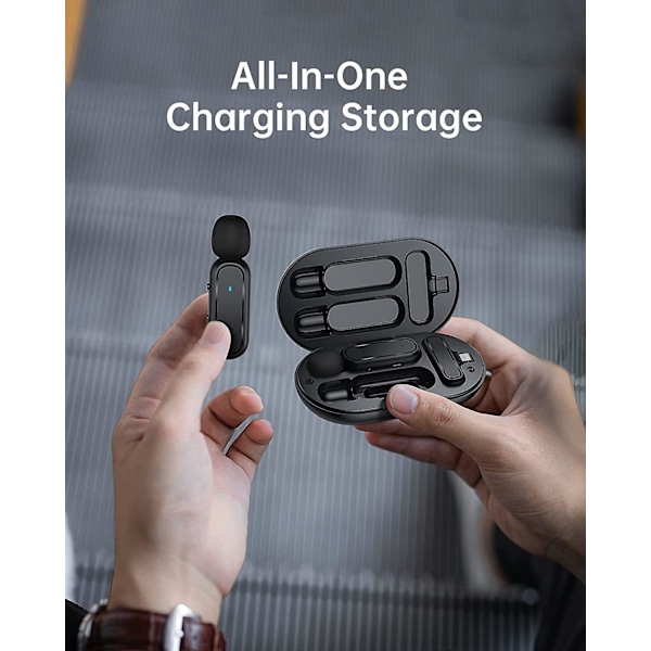 Trådlös Lavaliermikrofon för iPhone iPad - 2-pack, Brusreducering, 7 timmars batteri, Plug-and-Play