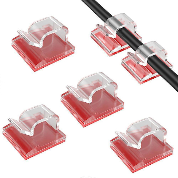 Hvite 130 stk Selvklebende Kabelklemmer Kabelholder Selvklebende Feste, Kabelholder, Skrivebordsorganisator Kabelklemmer for TV/Lader/Bil/PC/Kontor/Hjem