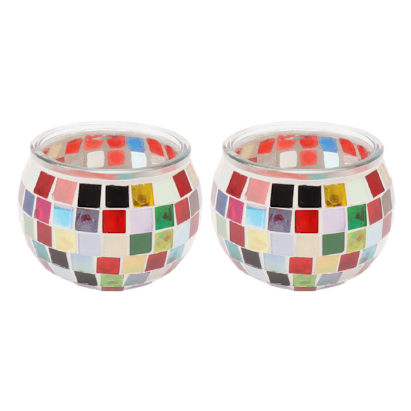 2 stk. Mosaik Glas Tealight Holder Romantisk Dekorativ Duftlys Holder til Stue