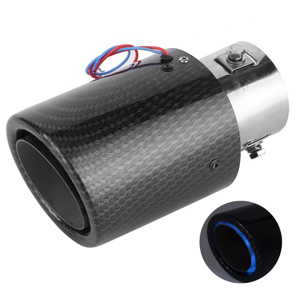 Carbon Fiber Udstødningspotte Tip Halerør med Lysende LED Lys 1.4-2.5in Universal Blåt Lys